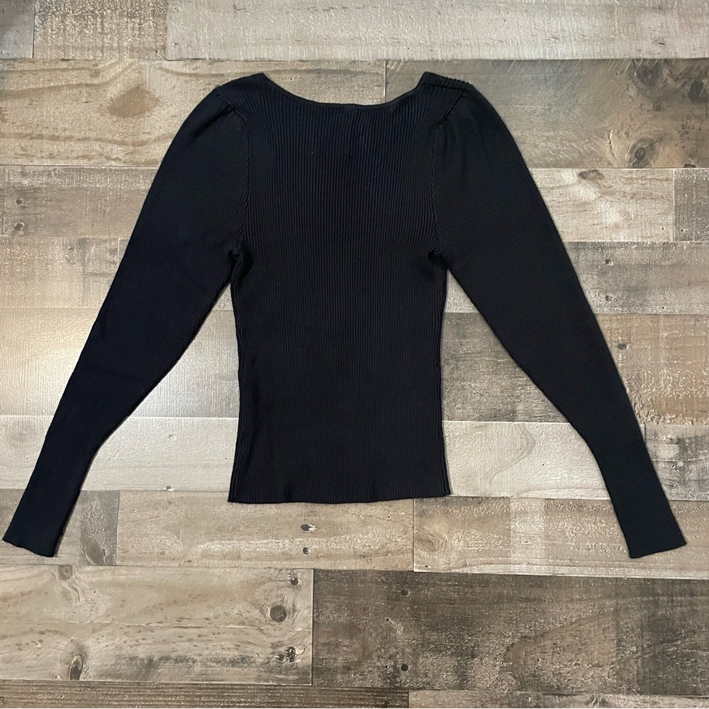 Abercrombie & Fitch Ribbed Sweater Cropped Scoop Neck Fitted Women’s S Black - Picture 7 of 8